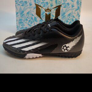 Wejiess Leather Surface Striped Football Shoes Unisex US M 6 / W 7.5 Black